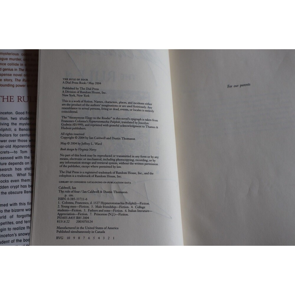 Rule of Four SIGNED (by both Authors) Caldwell & Thomason 1st/1st HCDJ Hardcover - Picture 7 of 12